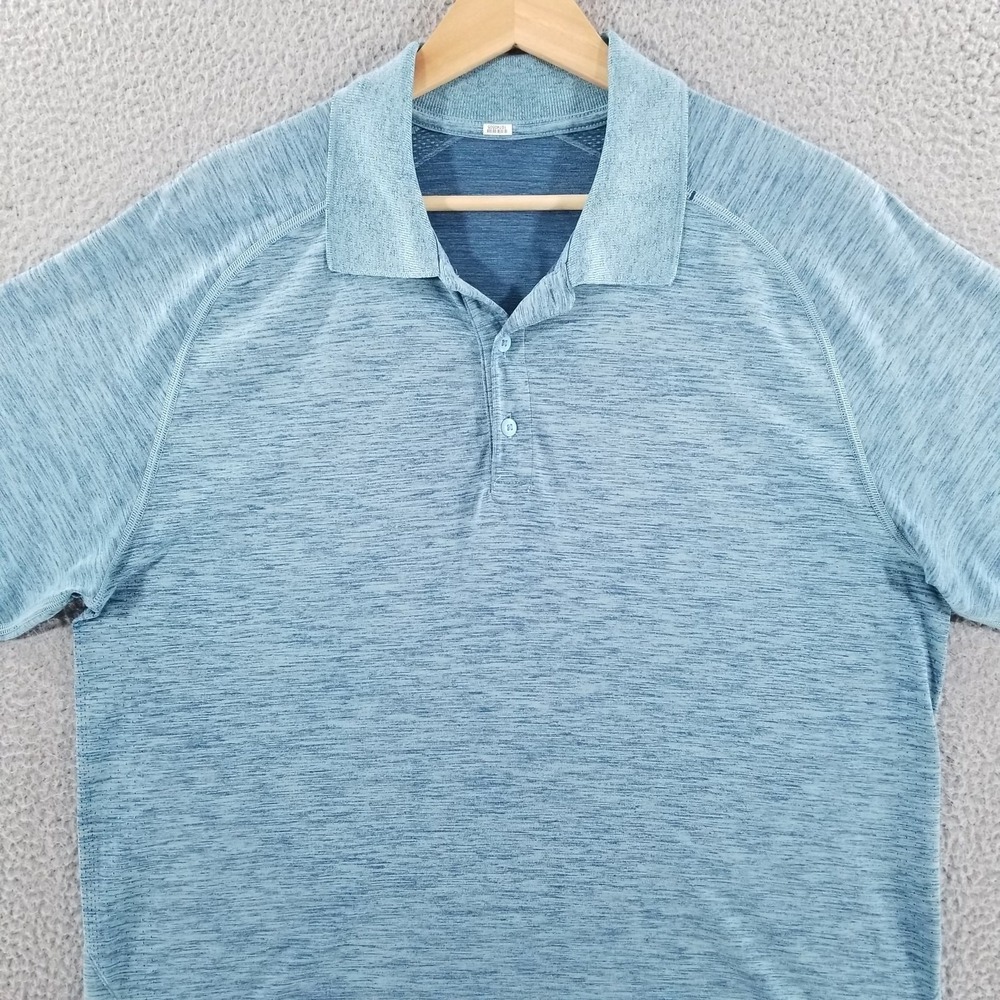 Lululemon Polo Shirt Men XL Blue Metal Vent Tech Performance Golf Casual Trainer